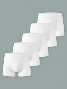 男童纯色平角内裤5条装 男童内裤 纯棉男童平角内裤 幼儿内裤 男童内裤 - 白色 - 查看 3