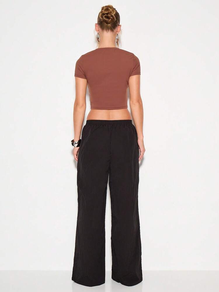 KIZN 사이드 스트라이프 와이드 레그 트랙 팬츠