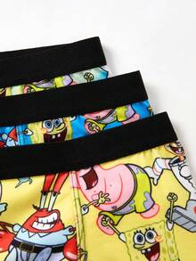 SpongeBob SquarePants | SHEIN 3pcs Tween Boy Cool Boy Soft & Comfy Cute Cartoon Printed Underwear,Basic Casual Briefs Fall Winter Boxers For Kids Cartoon Boxers
