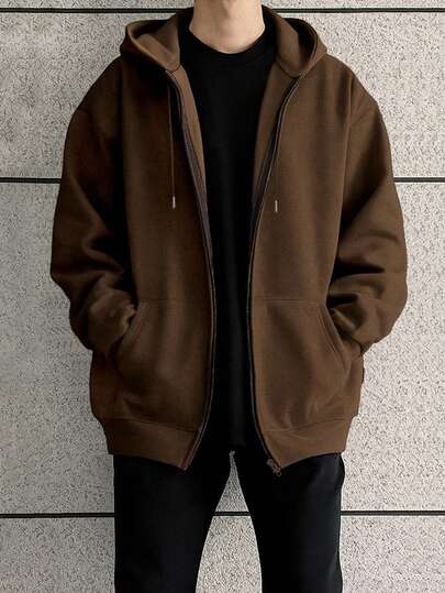 Manfinity Dauomo 男士纯色休闲日常百搭长袖连帽运动衫，秋季