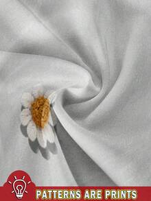 SHEIN EZwear Casual Round Neck Fitted Women Tank Top, 34% Cotton, Daisy Embroidery, Suitable For Summer,Embroidery,Springbreak ,Brunch-Ready Back To School - White - View 4