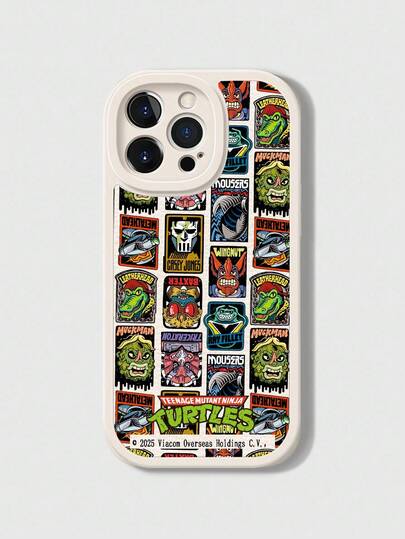 TEENAGE MUTANT NINJA TURTLES X ROMWE 1 pièce Coque de téléphone blanche imprimée, compatible avec iPhone 11, 12, 13, 14, 15 Pro Max et 16