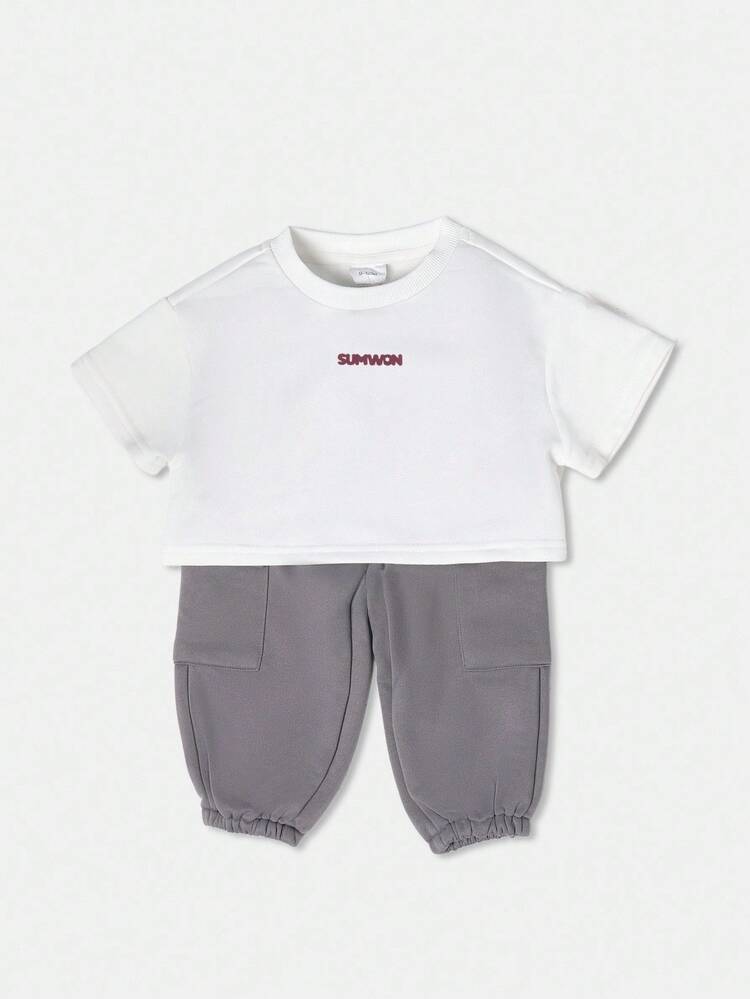 Cropped T-Shirt With Cargo Pocket Joggers Set