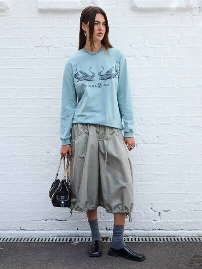 COUREZ 低腰气球降落伞短裤/Y2K外出穿搭 秋季女装 秋装 冬季服装 阔腿裤