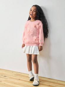 Maija Kids Maija Kids 少女字母图案柔软针织圆领长袖套头衫 - 粉色 - 查看 3