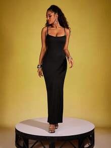 INAWLY 女士纯色简约休闲吊带裙