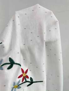 Resyla Women's Floral Embroidery Crew Neck Casual Long Sleeve T-Shirt - Multicolor - View 5