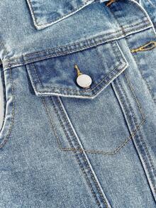 SHEIN Teen Girls Y2K Summer Beach Boho Light Washed Baggy Denim Jacket Vest Without Sleeves, Girls Summer Concert Rave Festival Graduation Denim Vest, For Girl, Cropped Denim Vest