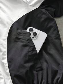 AXEPEAK 男士梭织休闲宽松长袖夹克，秋冬 - 黑與白 - 查看 5