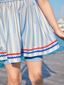 Joliand Joliand 2 pièces/Set Jeune fille Top de camisole et short imprimé cœur élégant et drapeau national, adapté pour le casual, les voyages, la plage, les festivals - Multicolore - Voir 5