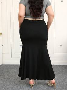 CovetEZ Plus Size High Waist Mermaid Hem Skirt