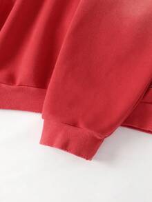 ROMWE MEN Street Life Men's Distressed Hoodie With Holes, Loose Short Style, Fall - Red - View 7
