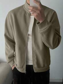 DAZY 男士纯色基本款运动衫、卫衣和夹克 秋冬 - 綠色 - 查看 3