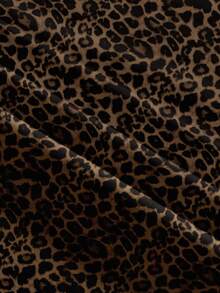 Attitoon Vintage Leopard Print Graphic V-Neck Slim Fit Long Sleeve T-Shirt For Women,Dark Brown,Autumn,Seksi Chic,Night Out,Y2K Boho Hippie Cheetah Top - White - View 6