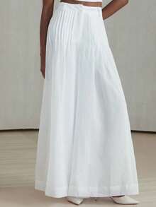 Aveloria Modichic Elegant Pleated Relaxed Wide Leg Women Pants, Comfortable For Vacation - White - View 5