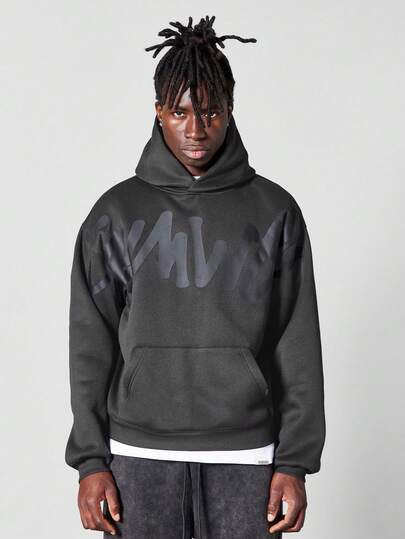 SUMWON 超大标志连帽衫套头衫休闲街头风格冬季秋季羊毛中心口袋嘻哈都市时尚青年文化街头服饰必备品