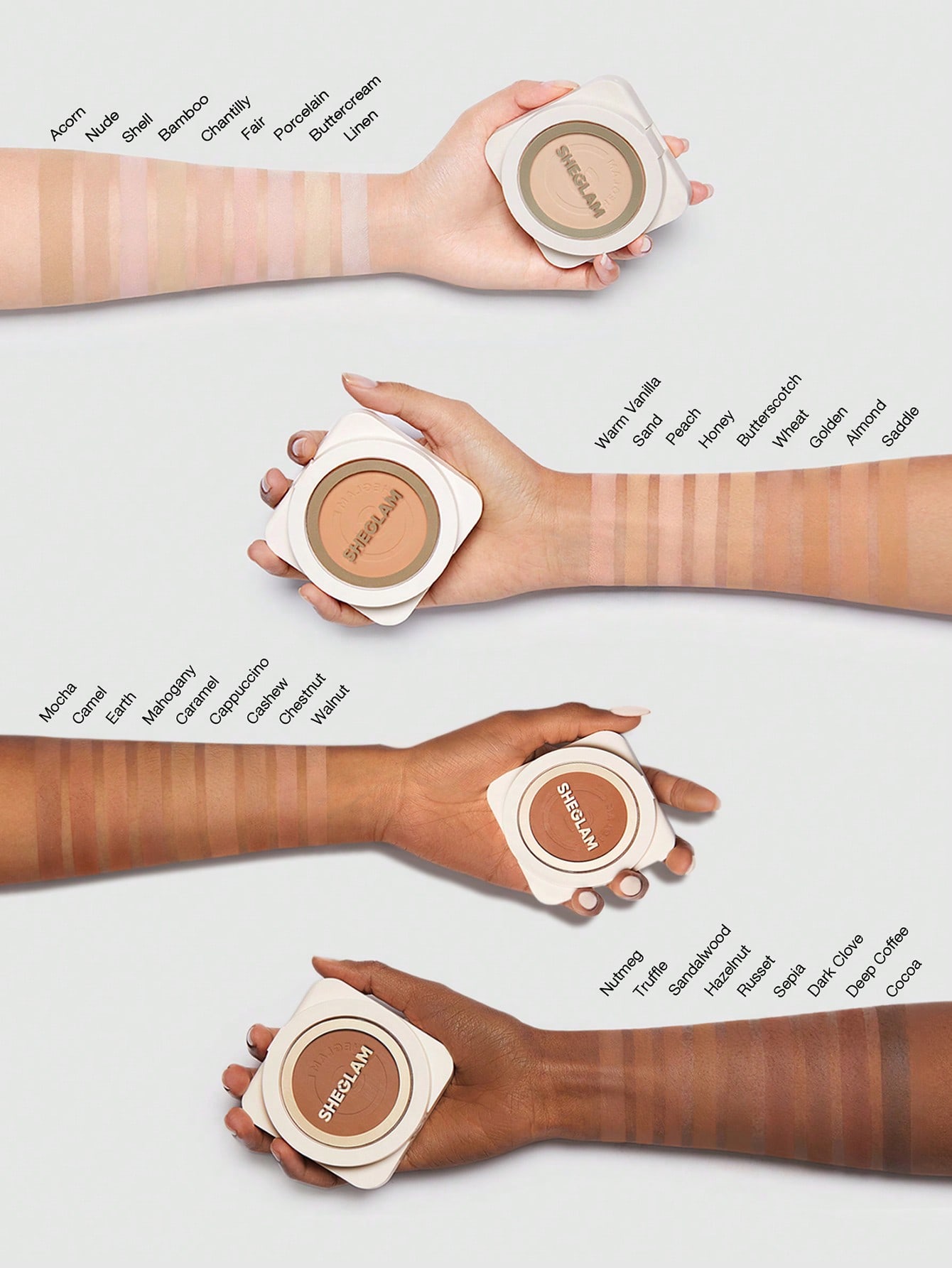 Base em pó de alta cobertura Skin-Focus-Noz｜SHEGLAM