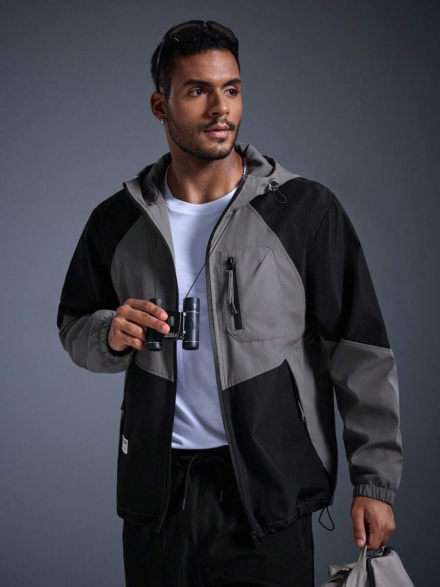 Áo khoác dài tay phối màu DRIFTMERE dành cho nam, thích hợp cho mùa xuân, thu, đông, thể thao ngoài trời từ xuân đến hè. - Xám - Xem 1