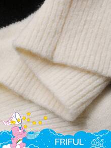 SHEIN X Care Bears FRIFUL 女式 V 领宽松条纹落肩宽松刺绣纽扣前开衫 - 黑與白 - 查看 15