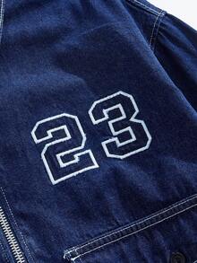 ROMWE MEN Prep 男士短款牛仔夹克，复古街头风格 - 黑色 - 查看 3