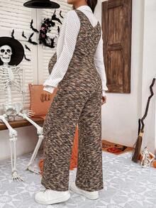 SHEIN 2-Piece Maternity Fashion Striped Shirt And Jumpsuit Set Maternity Two-Piece Set Autumn Halloween Costume - Multicolor - View 2
