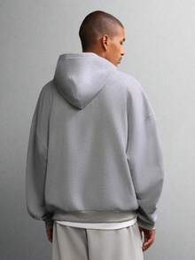 SUMWON 超大骷髅肋骨连帽衫，撞色袖子，打造哥特街头风，INS 热销款式，假日必备，舒适厚实面料，极致保暖，纯色 - 淺灰色 - 查看 2