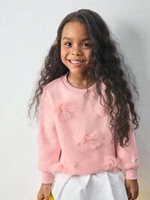 Maija Kids Maija Kids 少女字母图案柔软针织圆领长袖套头衫 - 粉色 - 查看 5