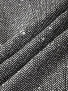 Gownix Plus Size Women's Elegant Tweed Beaded Pocket Suit, Suitable For Parties, Events, And Work Commute, Autumn/Winter Rave Party - Dark Grey - View 9