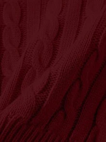 Franclia Solid Color Crew Neck Cable Knit Casual Pullover Sweater,Long Sleeve Tops Knit Pullover Fall Winter Outfit - Burgundy - View 7