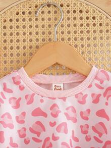 Cozy Pixies Baby Girl Colorful Floral Knit Soft Round Neck Drop Shoulder Sweatshirt Leopard Toddler Top Girl Baby Girl Clothes Long Sleeve Baby Girls Sweatshirts Animal Print Clothes Toddler Leopard Print Baby Clothes Fall Winter