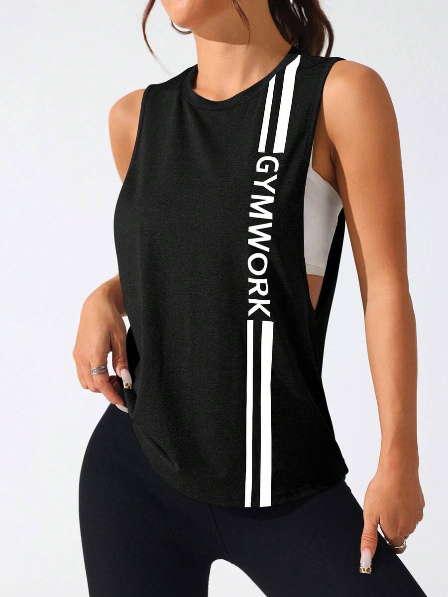 Easithlete Criss Cross Backless Sports Tank Topworkout Tank Top - Black - View 1