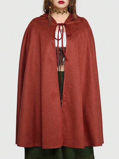Fairycore Solid Hooded Costume Cape Coat