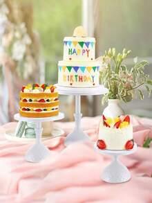 SHEIN 1PC White Cake Rack, Birthday Party Dessert Rack, Event Wedding Cake Dessert Metal Tray, Cupcake Display Tray And Bracket