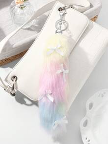 ROMWE Kawaii 1 pièce Porte-clés et porte-clés minimaliste, délicat et de haute qualité avec queue blanche et moelleuse. Accessoire polyvalent convenant aux femmes, excellent cadeau - Multicolore-4 - Voir 6