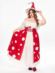 ROMWE Avant Costume da donna taglie forti con stampa a pois e spalle scoperte