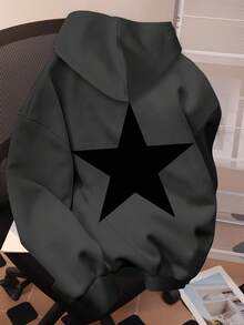 SHEIN Bluza z długim rękawem w kolorze szarym dla nastolatek w minimalistycznym, amerykańskim stylu uniwersyteckim, z pięcioramienną gwiazdą i wzorem litery Los Angeles, odpowiednia na jesień/zimę - Wielokolorowe - Zobacz 1