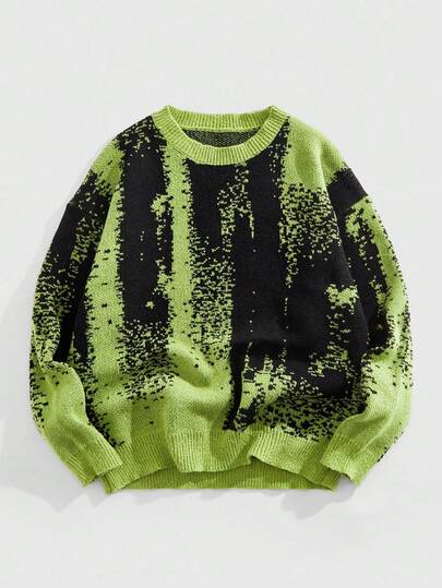 Street Life Men's Fashionable Colorblock Crew Neck Sweater, Autumn/Winter