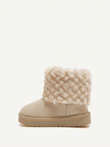 Cozy Pixies 1 双女婴米色仿皮草平底舒适保暖内衬高帮靴，适合冬季日常穿着 - 米色 - 查看 9