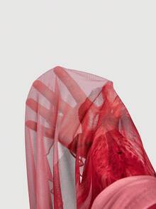 SHEIN MOD 女式优雅花卉印花针织裙 - 酒紅色 - 查看 5