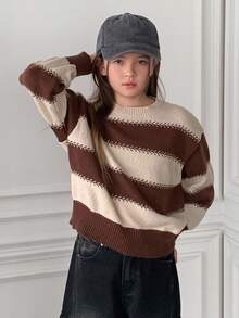 DAZY Tween Girls Daily Casual Sweater, Fall - Brown - View 3