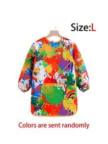 1 件儿童艺术围裙长袖防污绘画工作服防护服适用于艺术项目工艺品绘画学校活动防水易清洁