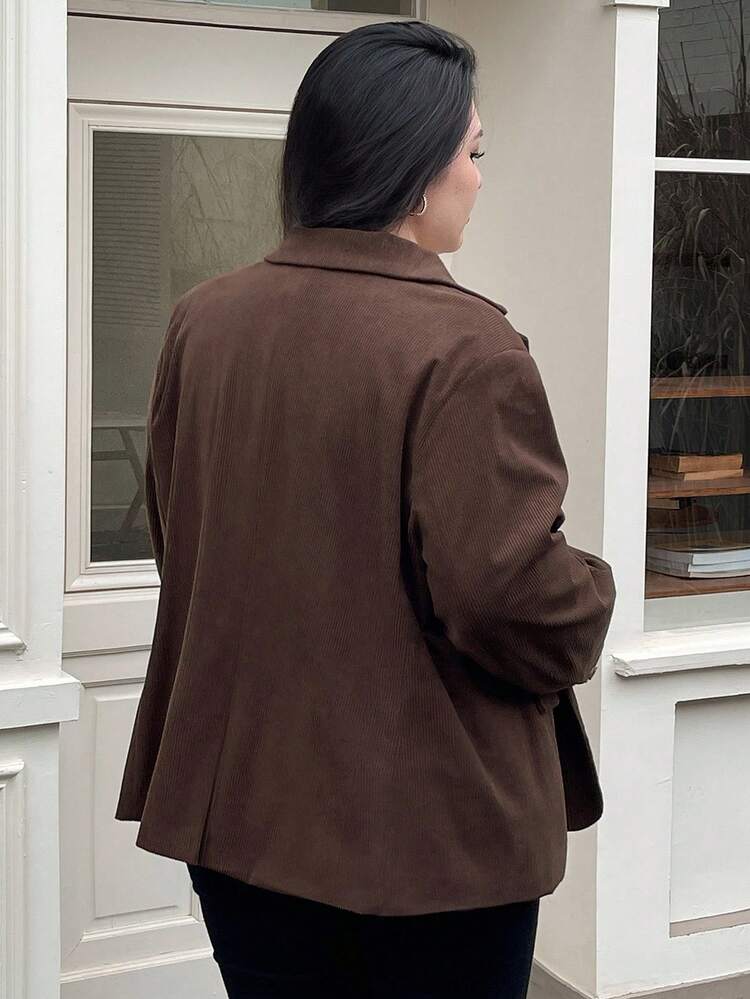 Dazy Plus Corduroy Thick Lapel Blazer Style Loose Plus Size Women Casual Jacket Fall/Winter Women Coats