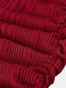 SHEIN Tween Mädchen Rotes geripptes Rollkragen Kleid mit loser Taille, enger Passform an Hüfte und Raffung, lässig-elegantes, vielseitiges Retro-Langarmkleid, kurz, geeignet für Weihnachtsparty, Winter