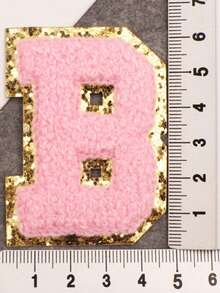 1pc, Pink A-Z 26 Patches With Letters, Ironing On Letters Patch, Clothing Jacket Bag Ornaments Accessories, Alphabet Badges Stickers - Pink - View 5