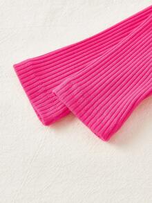 Cozy Pixies Áo phông và quần legging dệt kim có gân họa tiết chữ cho bé gái - Màu Hồng Tươi - Xem 6