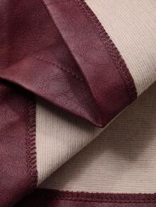 DAZY Bộ 2 món áo không tay và chân váy có túi bằng da PU dành cho nữ, Thu/Đông Y2K - Màu Đỏ Sâu - Xem 6