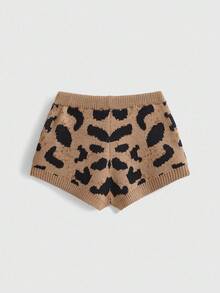 ROMWE Kawaii Bộ 2 áo len họa tiết da báo trang trí nơ cho nữ - màu nâu - Xem 10