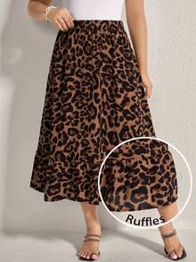 Comfylo Plus Size Vintage Printed Maxi Skirt Animal Print And Leopard Print Skirt Going Out Skirt Fall Clothes Clothes