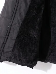 1pc Boys' Padded Hooded Jacket With Embroidered Logo Fall Winter