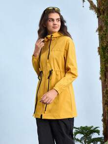 In My Nature 女士休闲抽绳腰带连帽户外夹克休闲夹克前拉链长款夹克、中长款夹克、户外夹克、户外风衣夹克、户外休闲夹克、深橙色夹克、亮橙色夹克、户外徒步夹克、女士日常休闲夹克、女士跑步夹克、防晒夹克、运动服夹克、秋季外套、保暖夹克、户外徒步夹克、多功能夹克、带口袋的户外徒步夹克外套、厚夹克保暖、软壳夹克、冬季夹克保暖厚款保暖夹克 - 黃色 - 查看 2